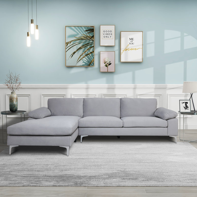 Ivy Bronx Briseno 2 Piece Velvet Upholstered Sofa & Chaise Sectional